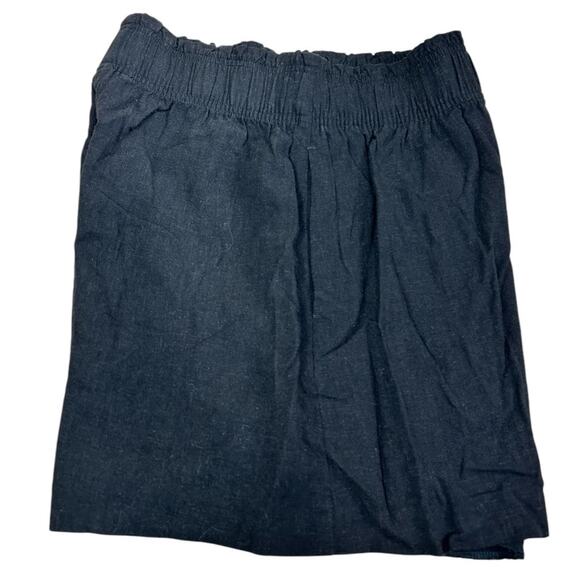 H&M Black Linen-Blend Pull-On Shorts Sz Small Relaxed Side Pockets High Waist - Picture 9 of 10